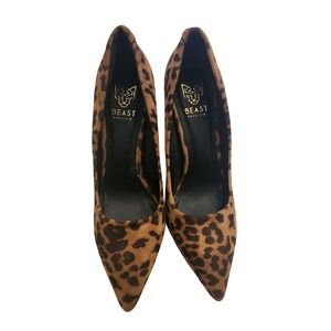 Beast Fashion Leopard Print Pointed Toe Stiletto Pumps Heels Brown Tan Women 7.5